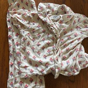 Charming Floral Kids Pajama Set - Cream and Red